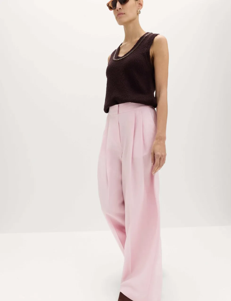 Lyocell Rich Pleat Front Palazzo Trousers