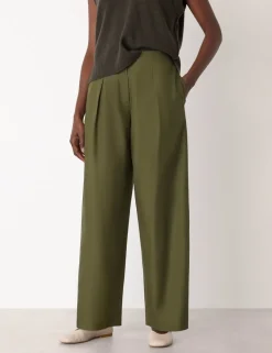 Lyocell Rich Pleat Front Barrel Leg Trousers