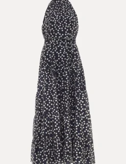 Lyocell Rich Polka Dot Maxi Tiered Dress