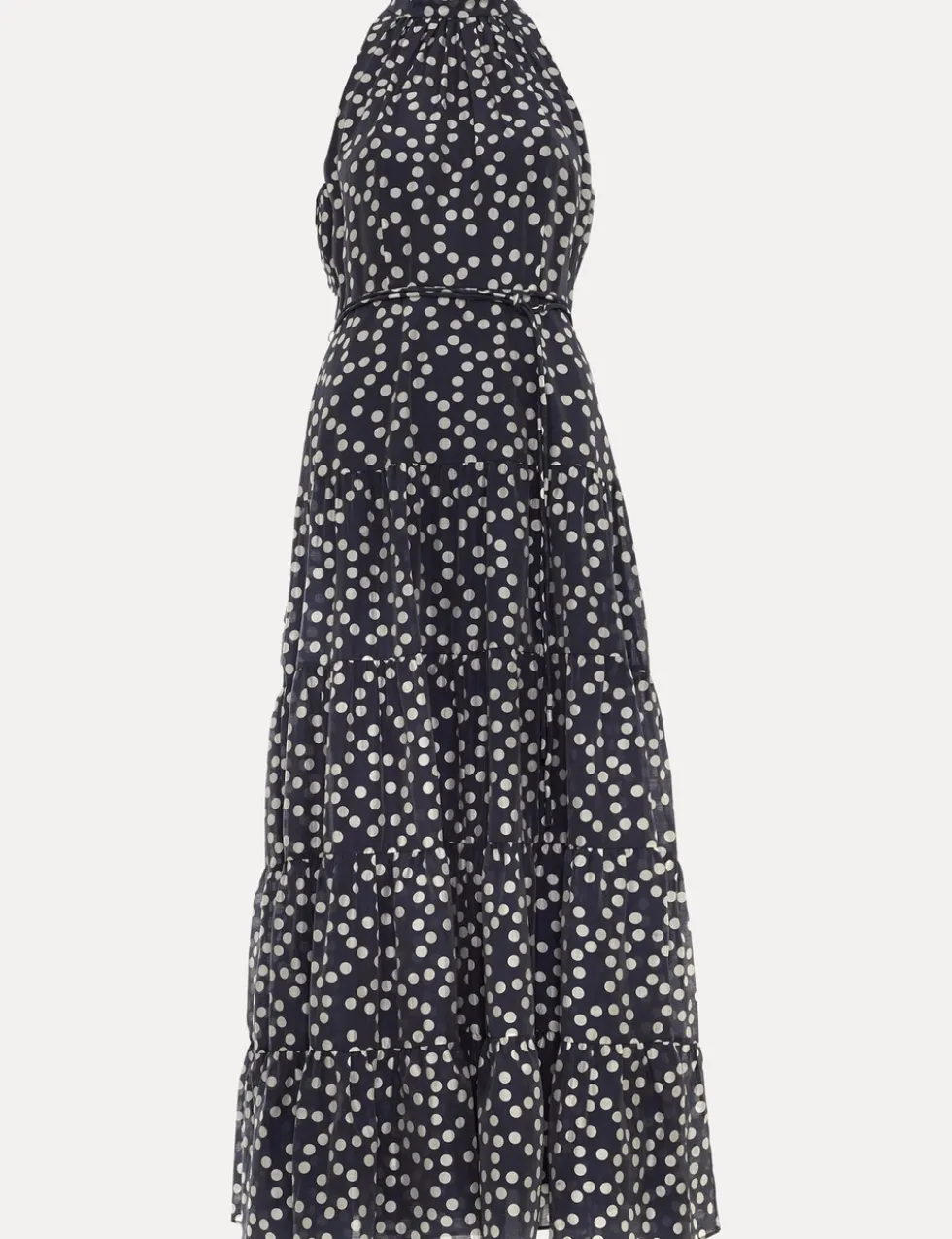 Lyocell Rich Polka Dot Maxi Tiered Dress