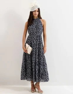 Lyocell Rich Polka Dot Maxi Tiered Dress