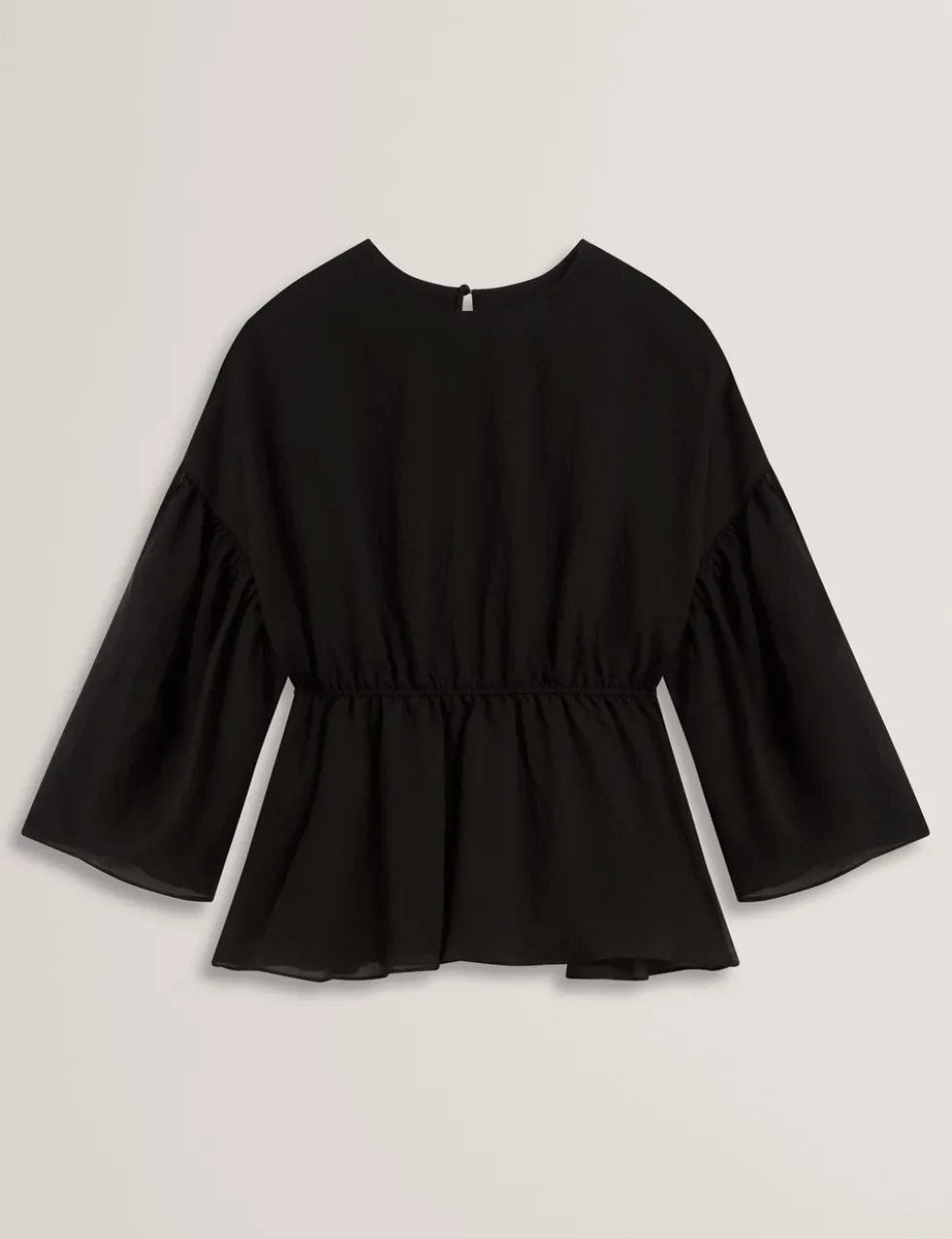 Lyocell Rich Puff Sleeve Peplum Top