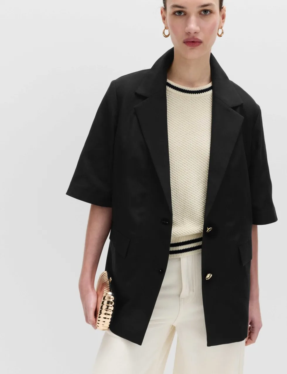 Lyocell Rich Short Sleeve Jacket with Linen