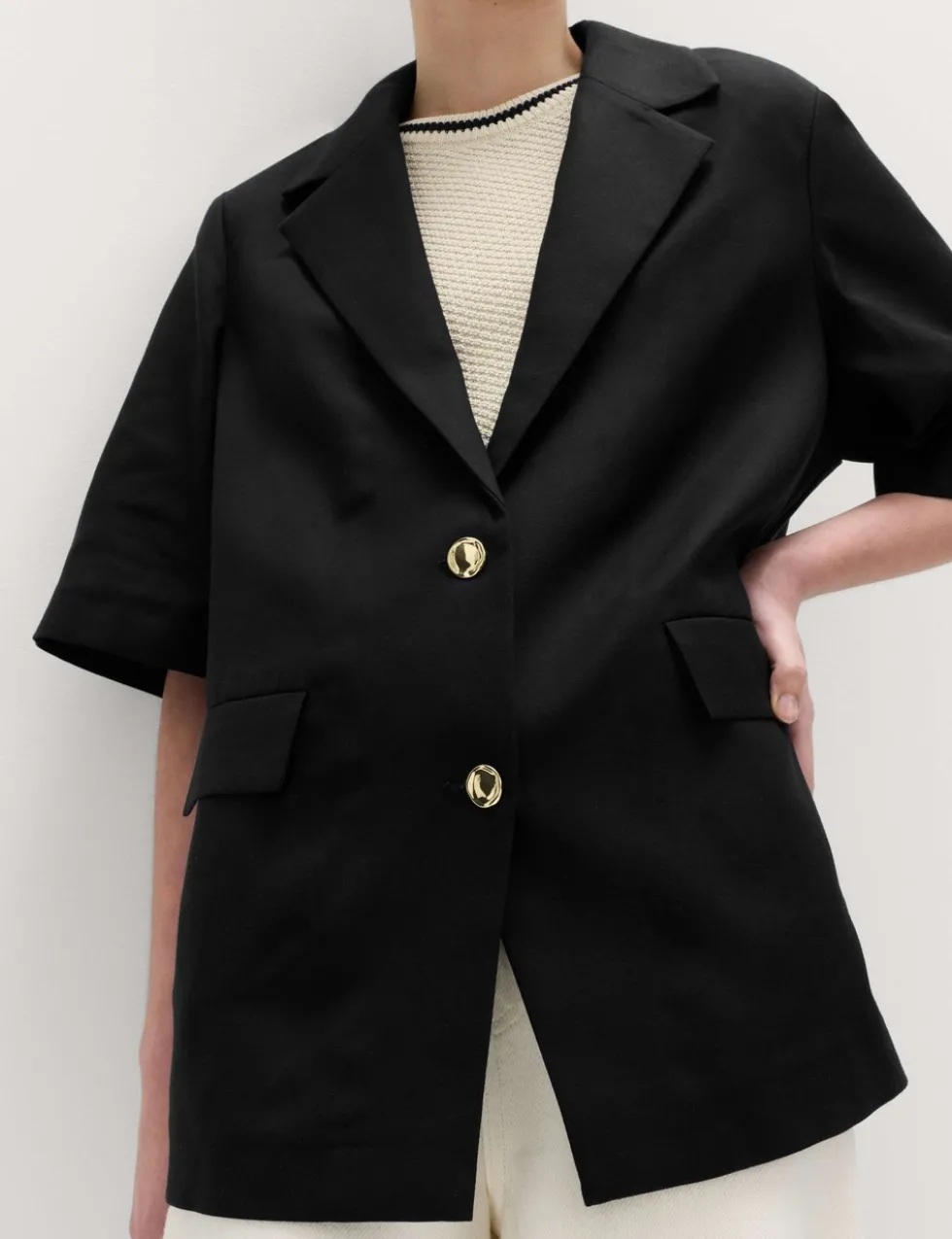 Lyocell Rich Short Sleeve Jacket with Linen