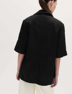 Lyocell Rich Short Sleeve Jacket with Linen