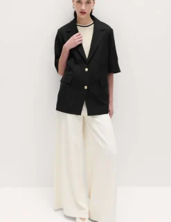 Lyocell Rich Short Sleeve Jacket with Linen