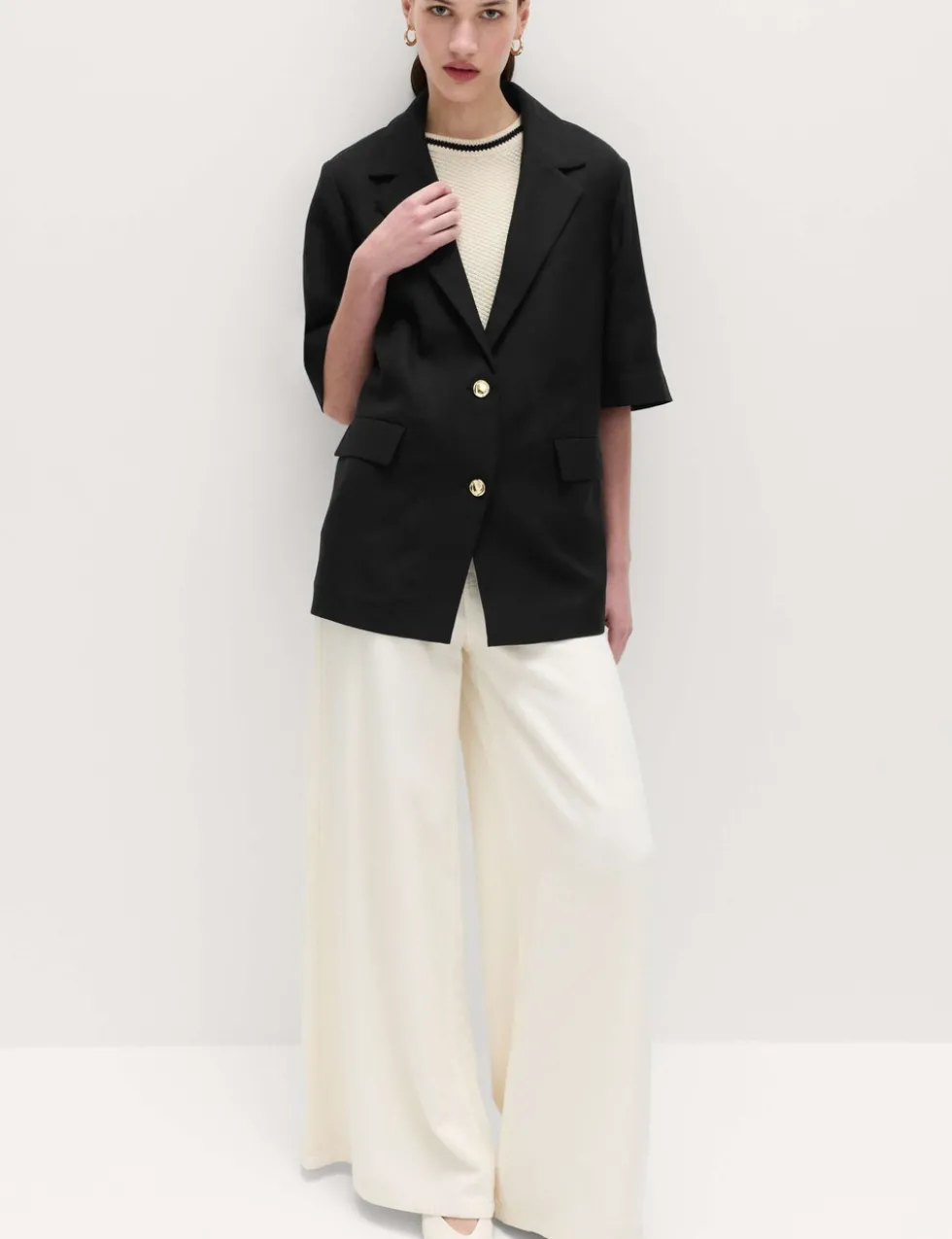 Lyocell Rich Short Sleeve Jacket with Linen