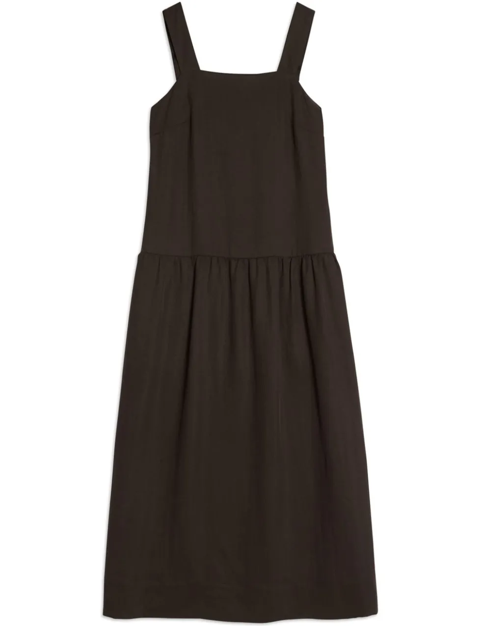 Lyocell Rich Square Neck Maxi Waisted Dress