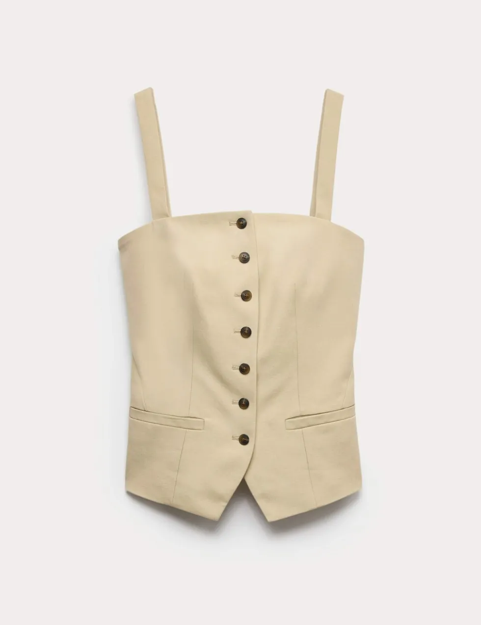 Lyocell Rich Square Neck Waistcoat with Linen