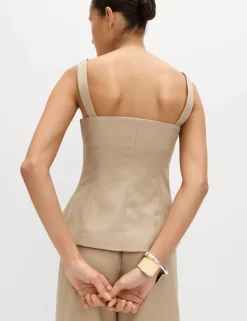 Lyocell Rich Square Neck Waistcoat with Linen