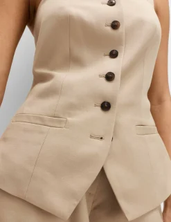 Lyocell Rich Square Neck Waistcoat with Linen