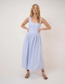 Lyocell Rich Striped Midi Skater Dress