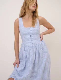 Lyocell Rich Striped Midi Skater Dress