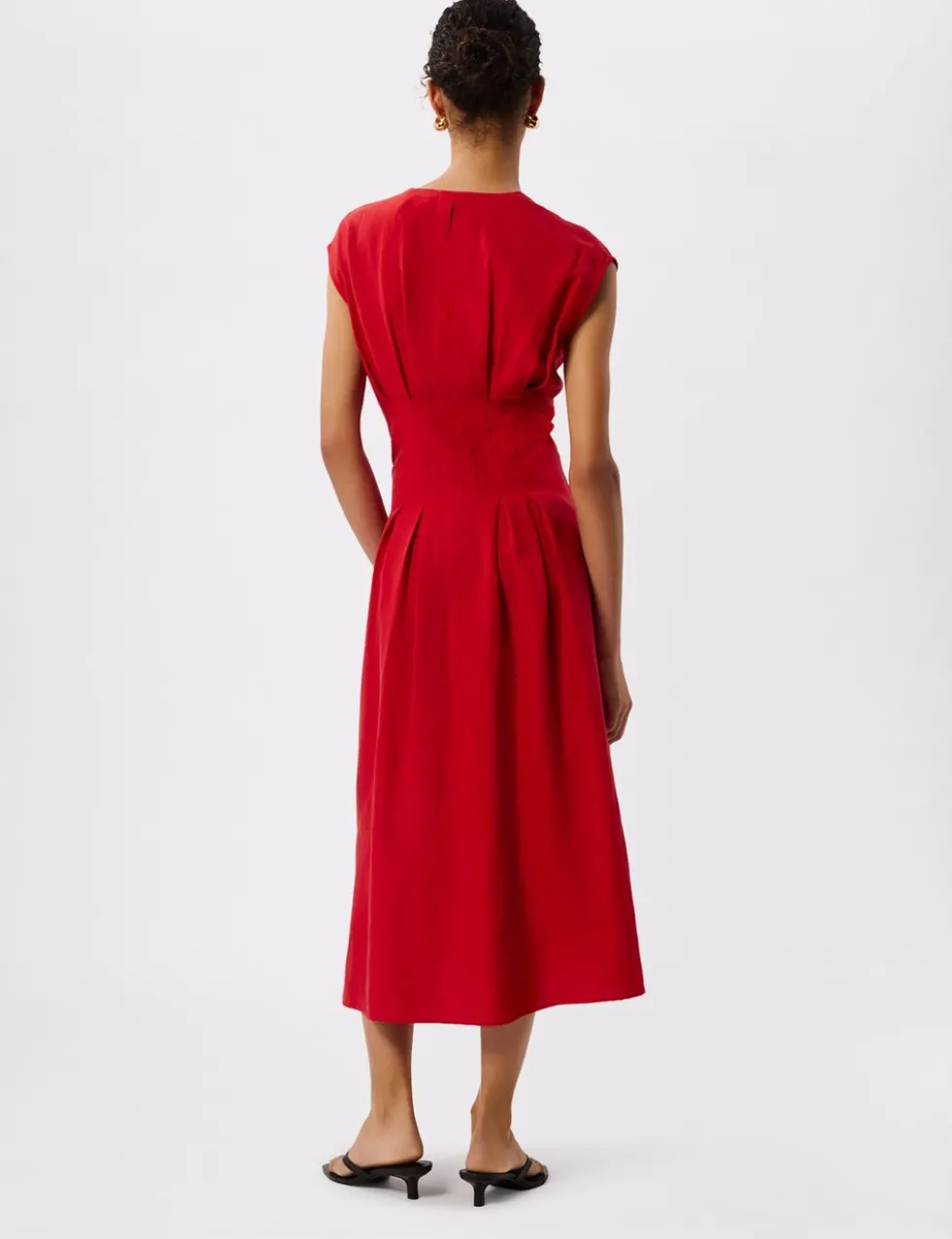 Lyocell Rich V-Neck Midi Skater Dress