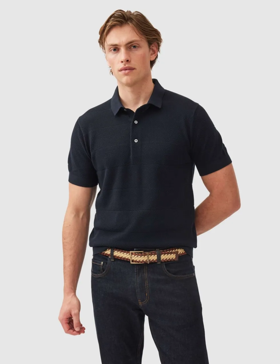 Masons Pure Cotton Flat Knitted Polo Shirt