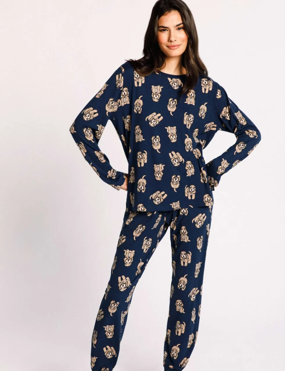 Maternity Cockapoo Snooze Print Crew Neck Long Pyjama Set