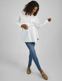 Maternity Cotton Rich Tie Front Blouse Shirt