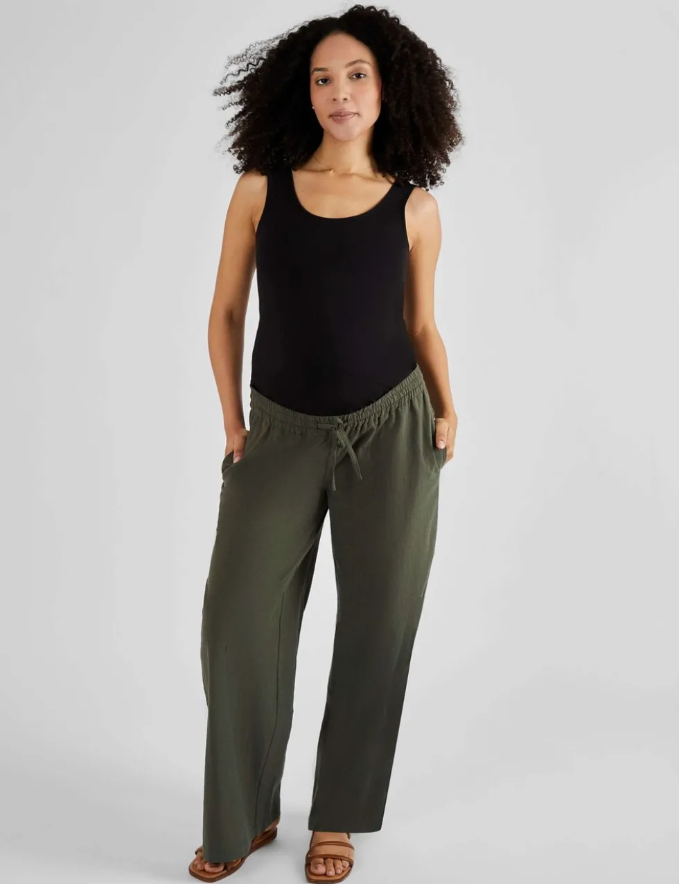 Maternity Cotton Rich Wide Leg Trousers