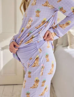 Maternity Dog Print Crew Neck Pyjama Set
