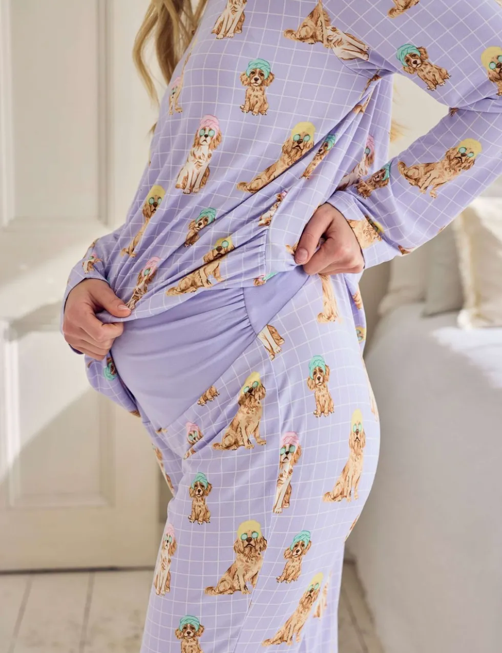 Maternity Dog Print Crew Neck Pyjama Set
