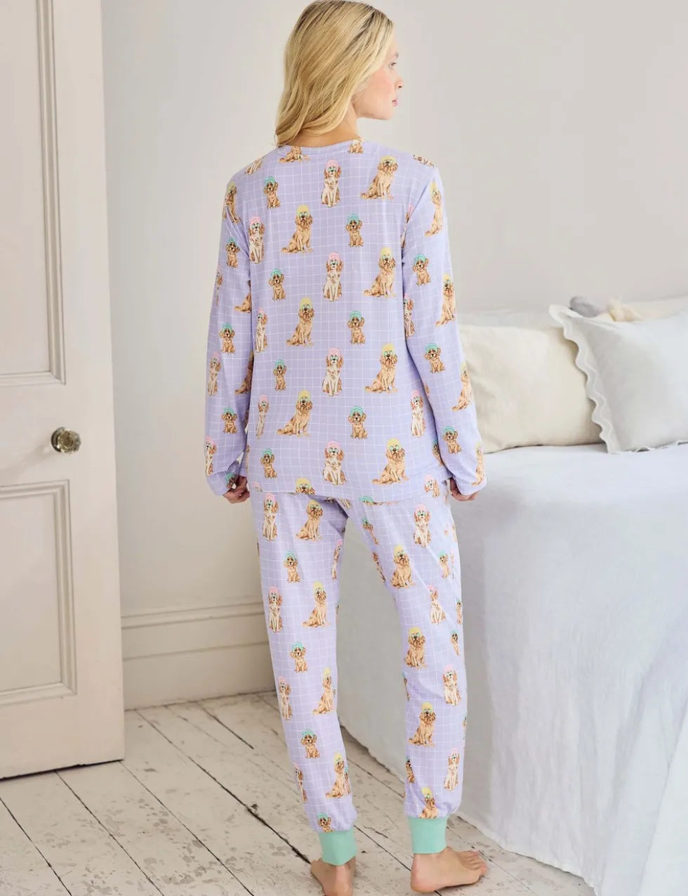 Maternity Dog Print Crew Neck Pyjama Set