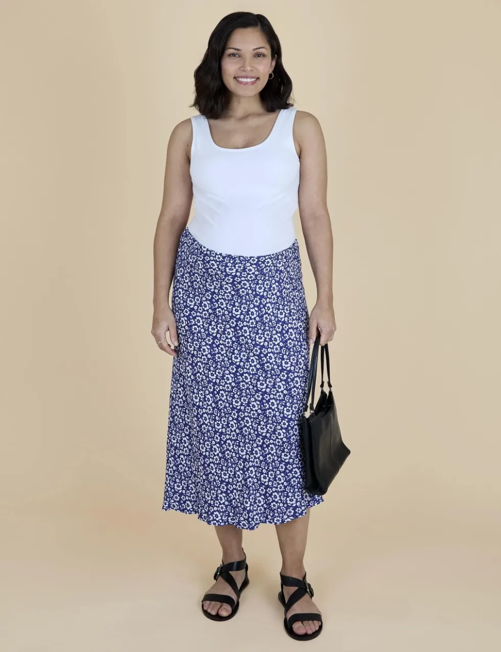 Maternity Floral Midi Slip Skirt