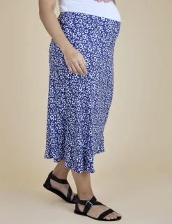Maternity Floral Midi Slip Skirt