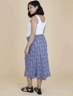 Maternity Floral Midi Slip Skirt