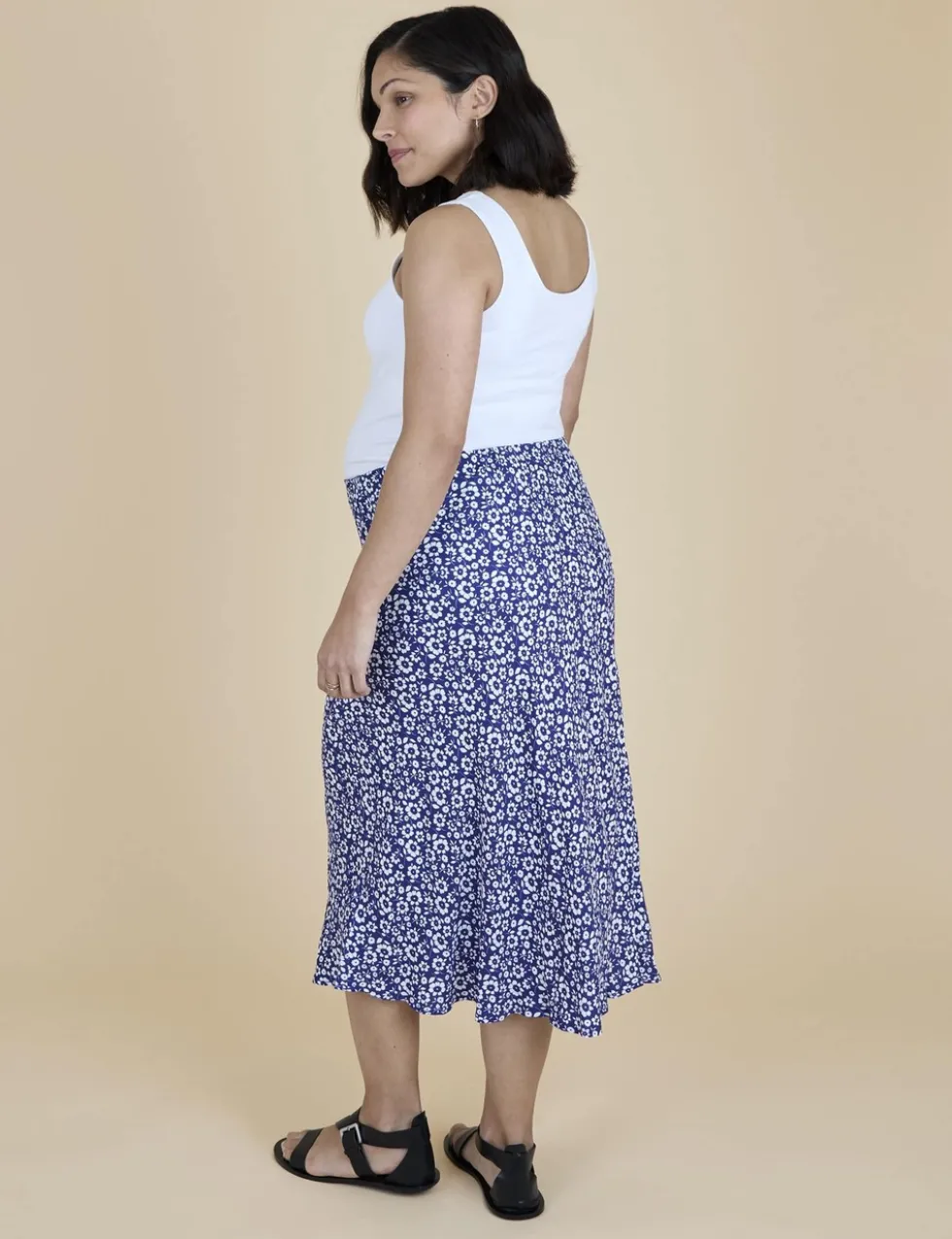 Maternity Floral Midi Slip Skirt
