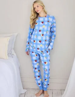 Maternity Fruit Print Crew Neck Pyjama Set