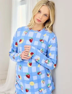 Maternity Fruit Print Crew Neck Pyjama Set