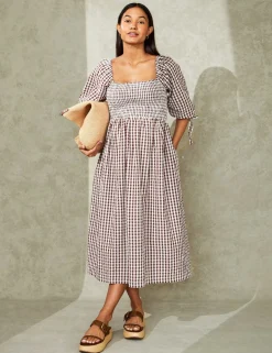 Maternity Pure Cotton Gingham Midi Dress