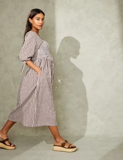 Maternity Pure Cotton Gingham Midi Dress