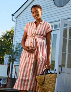 Maternity Pure Cotton Striped Midi Dress