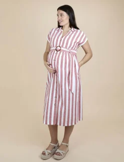 Maternity Pure Cotton Striped Midi Dress