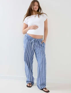 Maternity Pure Cotton Striped Trousers