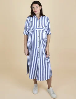 Maternity Pure Cotton Striped Shirt Dress