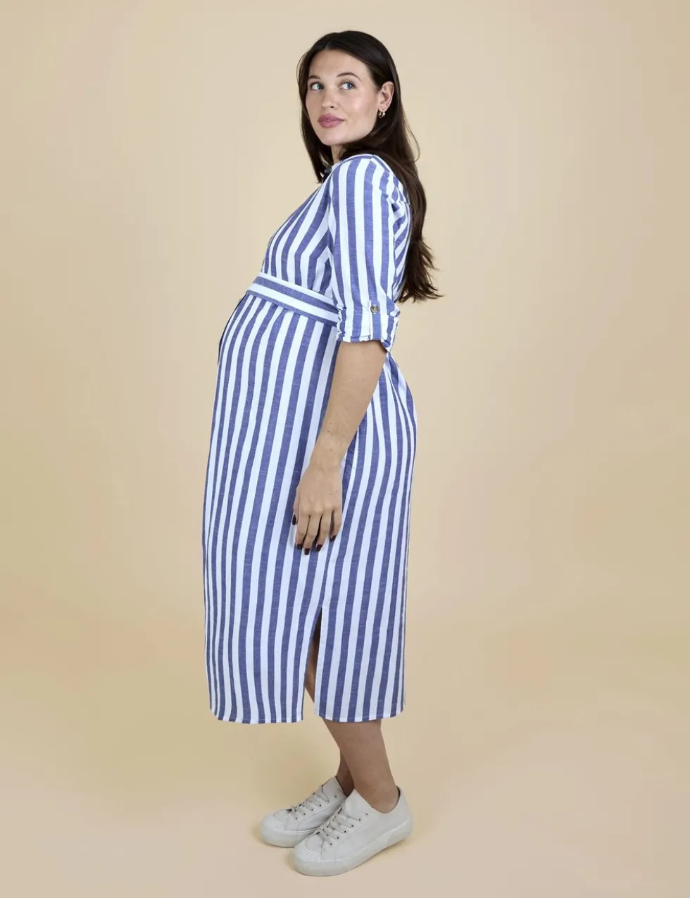 Maternity Pure Cotton Striped Shirt Dress