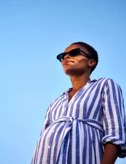 Maternity Pure Cotton Striped Shirt Dress