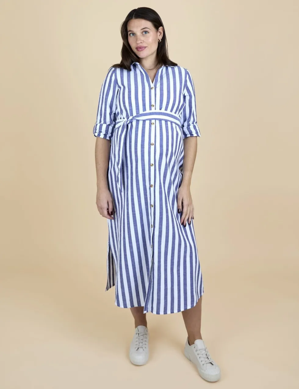 Maternity Pure Cotton Striped Shirt Dress