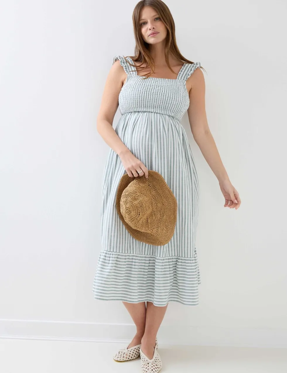 Maternity Pure Cotton Striped Midi Dress