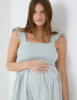 Maternity Pure Cotton Striped Midi Dress