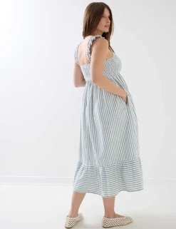 Maternity Pure Cotton Striped Midi Dress