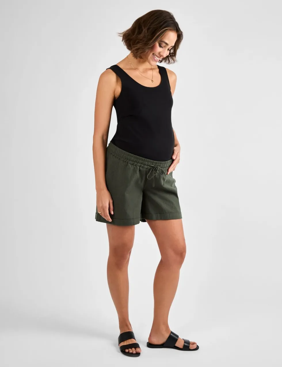 Maternity Shorts with Linen