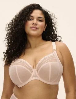 Matilda Mesh Embroidery Wired Plunge Bra DD-K