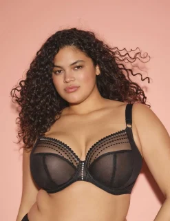 Matilda Mesh Embroidery Wired Plunge Bra DD-K