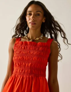 Matira Pure Cotton Shirred Midi Dress