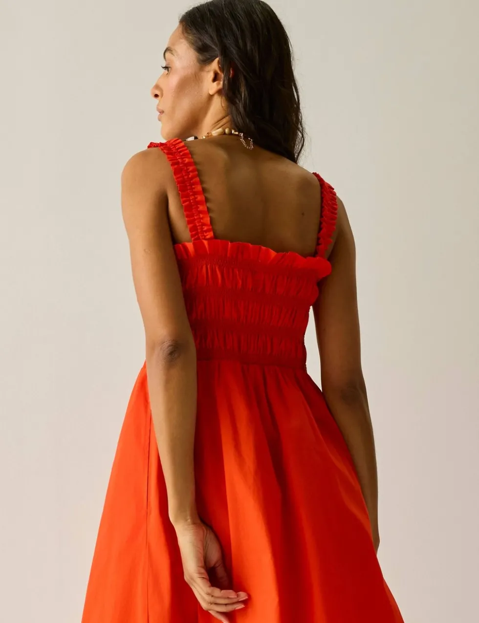 Matira Pure Cotton Shirred Midi Dress