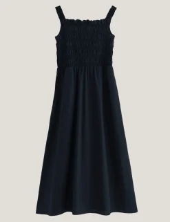 Matira Pure Cotton Shirred Midi Dress