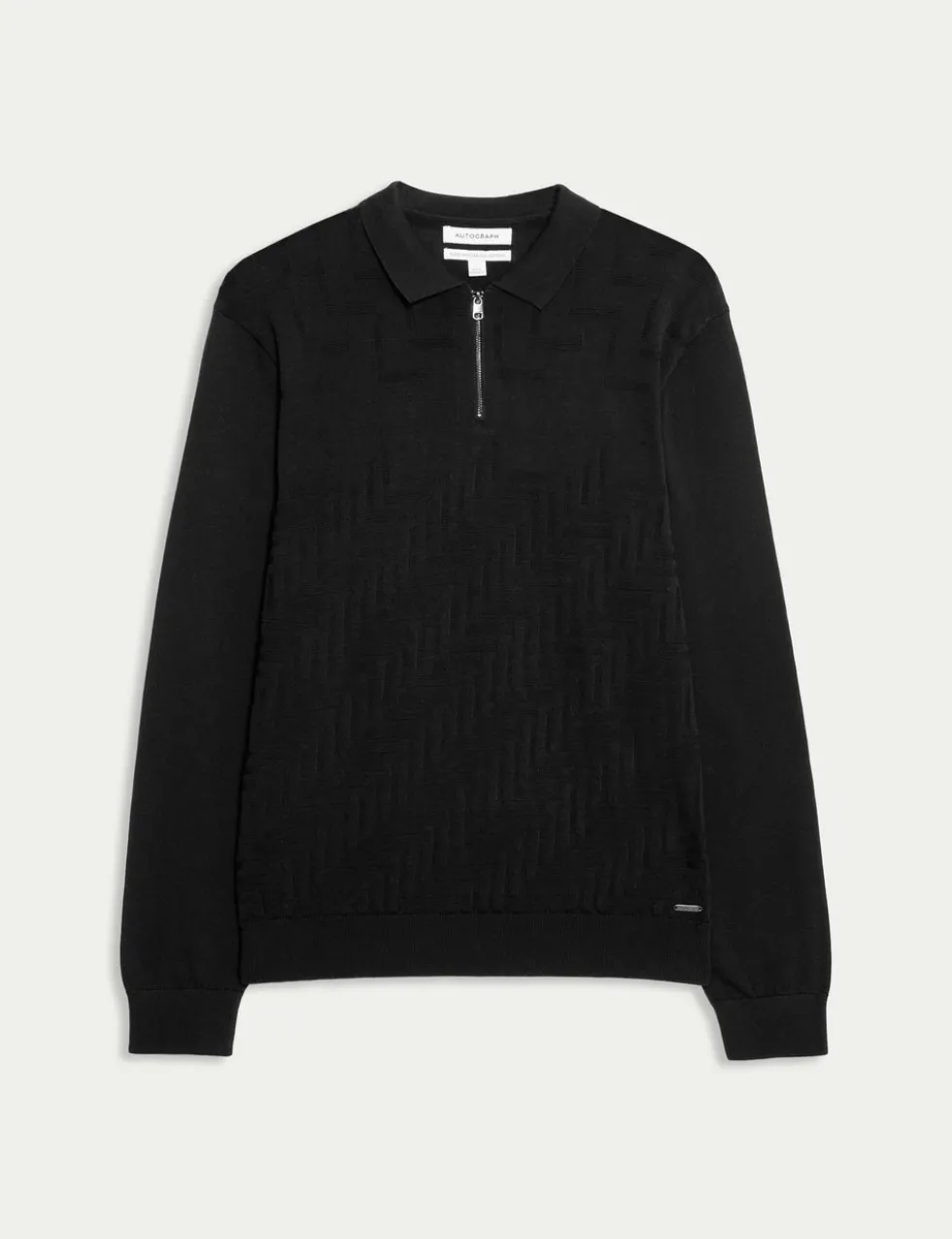 Mercerised Cotton Geometric Half Zip Polo